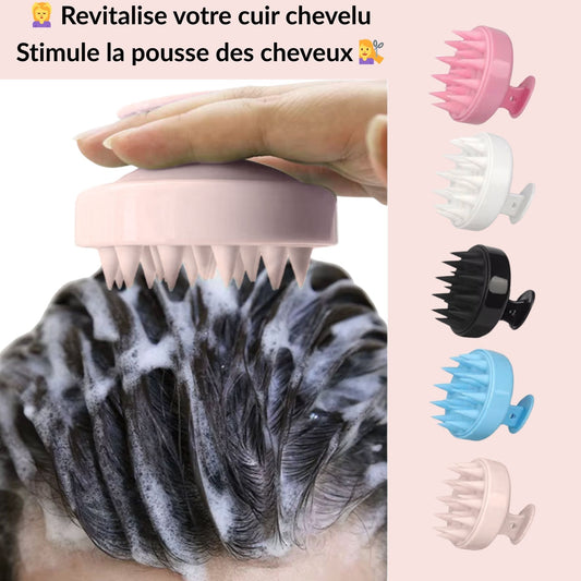Brosse massante pour cuir chevelu – Soin doux & stimulant